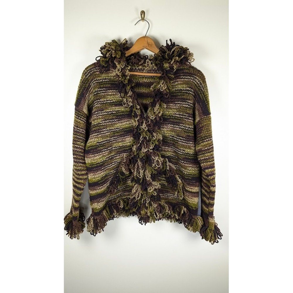 Handmade Knit Cardigan Sweater Size XL Forest Fairy‎ Grunge Goblincore Chunky